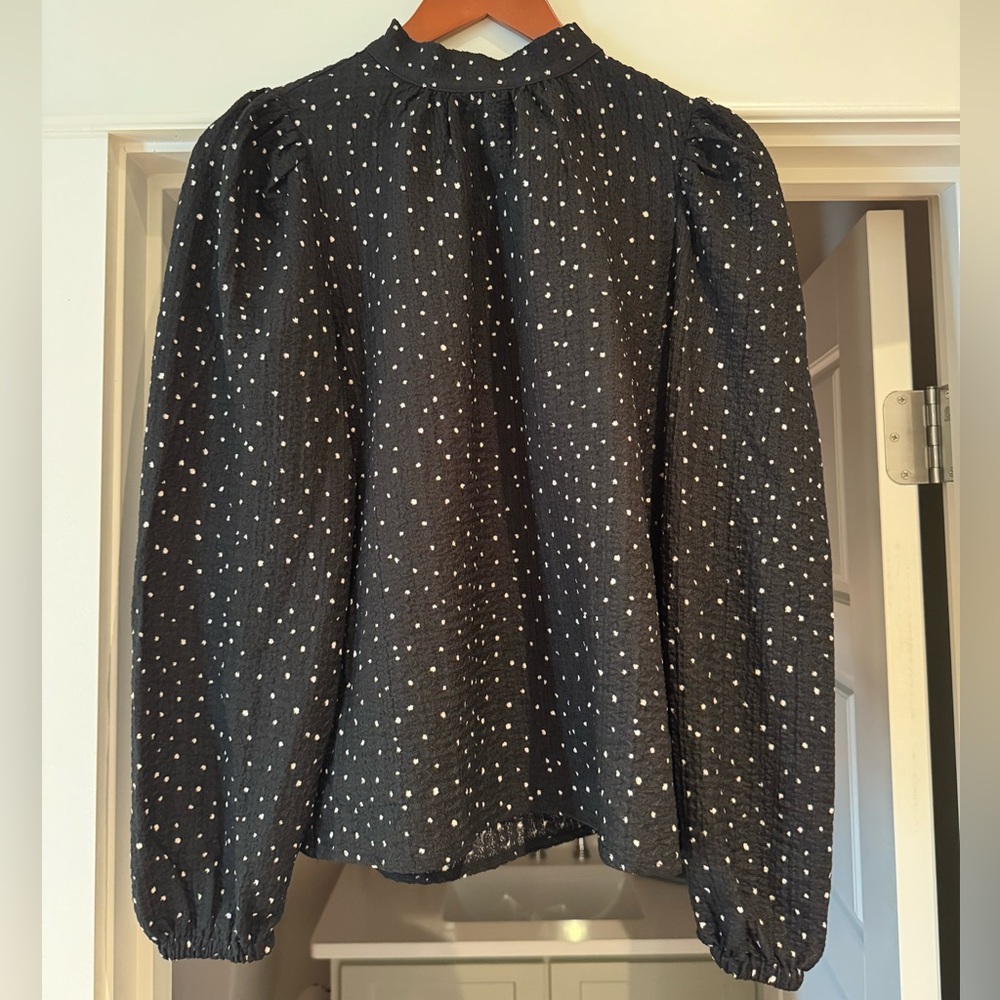 Loft Black Polka Dot Long Sleeve Blouse